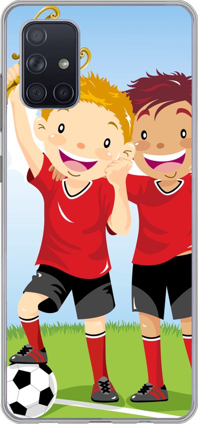 Coque Samsung Galaxy A51 5G – deux joueurs de football qui ont gagné un prix – Siliconen – Sinterklaas – Noël – Cadeaux – Cadeaux de chaussures