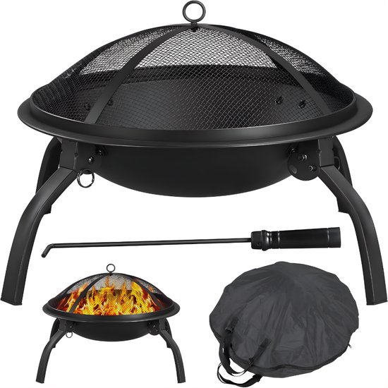 DYNA® Brasero d&rsquo;extérieur – Brasero – Noir – 54cm x 54cm x 39cm