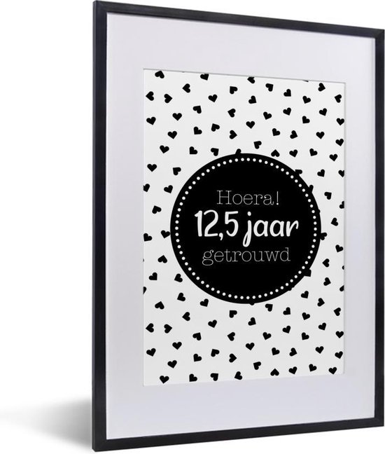 Cadre photo avec affiche – Proverbes – Hourra ! 12,5 ans de mariage – Citations – Mariage – 30×40 cm – Cadre poster