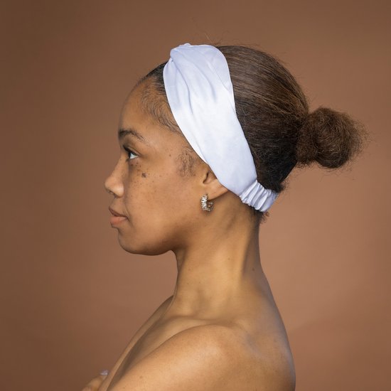 Bandeau en Satin Blanc avec Torsion – Bandeau pour Adultes – Normal – AfricanFabs®