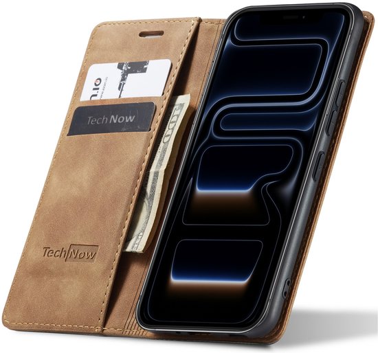 Étui pour iPhone 17 Pro – Book Case Cuir Slimline Marron
