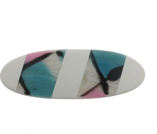Behave – Épingle à cheveux – Rétro- Vintage- Wit – Blauw- Rose – Ovale – 10 cm