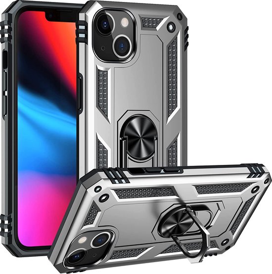 Coque Ring Armor Antichoc Hybride Convient pour : iPhone 13 – argent