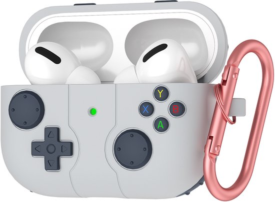 Étui Convient pour airpods 4 Housse Housse Siliconen Met Clip Cover – Retro design – Housse Convient pour airpods 4 Housse Siliconen – Gris clair