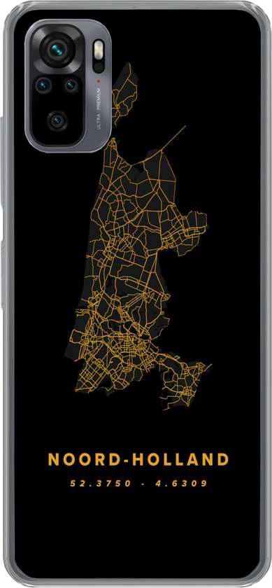 Coque Xiaomi Redmi Note 10 Pro – Holland du Nord – Carte – Or – Coque de téléphone en Siliconen