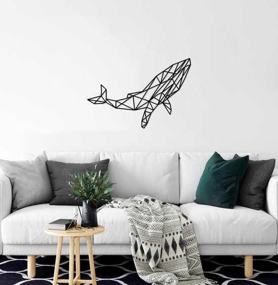 Baleine géométrique Décoration murale MDF Zwart 678x400mm