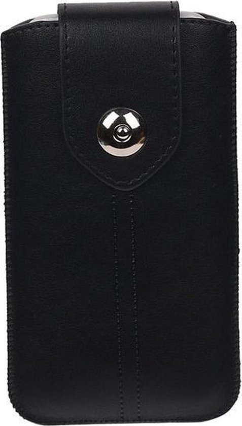 BestCases.nl HTC Desire X – Housse / housse universelle avec insert en cuir de Luxe – Zwart Medium