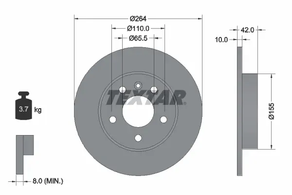 Disque de frein TEXTAR 92092103