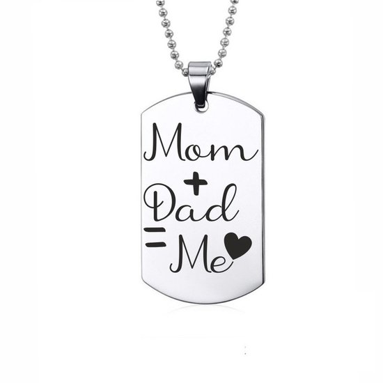 Collier en acier inoxydable – Mom + papa = moi