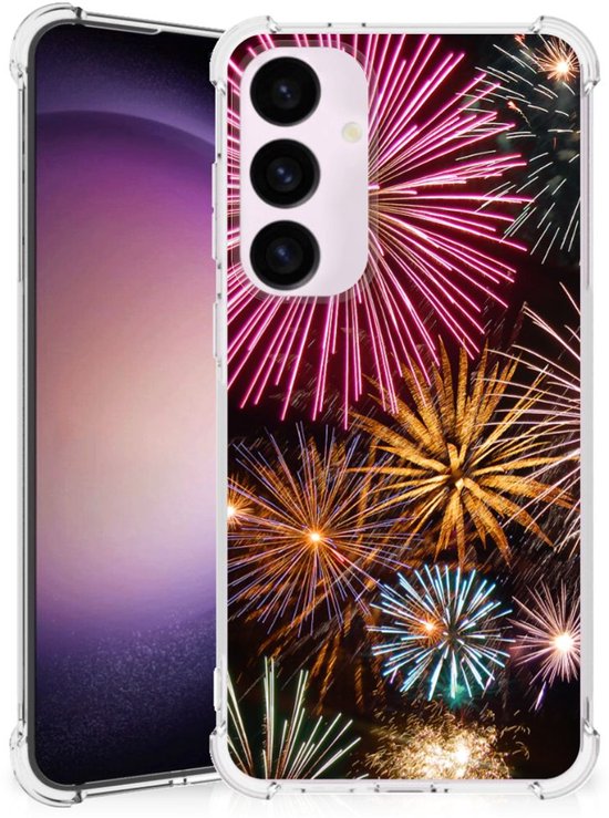 Coque antichoc avec photo pour Samsung Galaxy S24 Plus , étui de téléphone avec bord transparent, feu d&rsquo;artifice