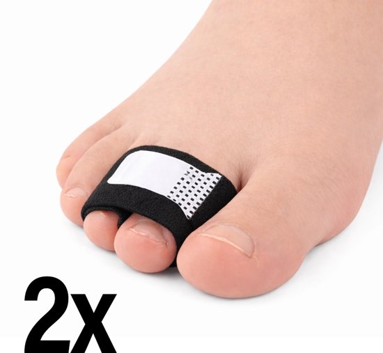 Buddy loops Attelle d&rsquo;orteil avec velcro One size – 2 pièces – Orthèse d&rsquo;orteil – Buddy Tape – Zwart