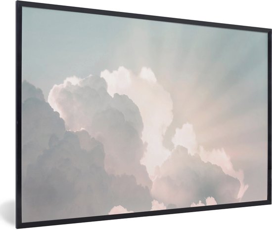 Cadre photo avec affiche – Cadre affiche ciel – Cadre photo nuages ​​- Cadre photo pour adultes – Cadre noir 90×60 – Image avec cadre – Décoration murale chambre – Décoration salon – Ensemble d&rsquo;affiches – Affiche encadrée – Décoration murale