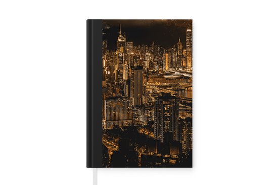Carnet – Carnet d&rsquo;écriture – Or – Ville – Bâtiments – Petit carnet – Format A5 – Bloc-notes