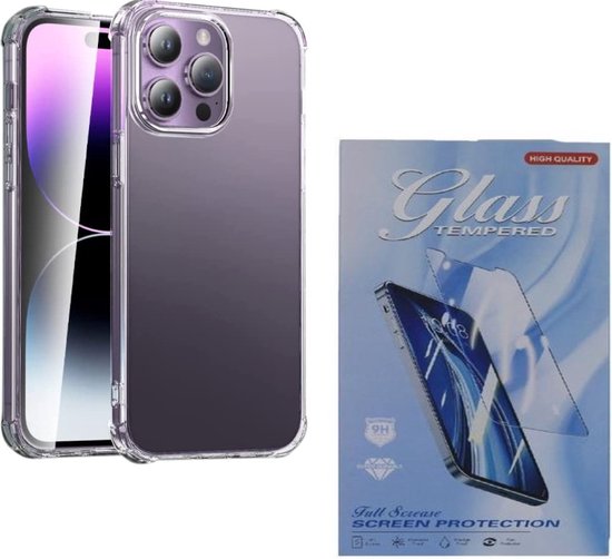 Coque Anti Choc en Silicone pour iPhone 13 Pro Max – Transparente + 2X Protecteur d&rsquo;écran en Tempered Glass – ZT Accessoires