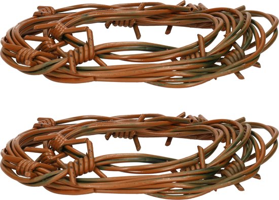 Faux fil de fer barbelé – 2x – 2,5 mètres – marron – Décoration thème Halloween/ Horreur