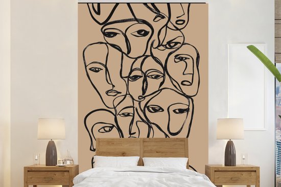 Behang – Fotobehang Gezichtenzee – Lijntekening – Abstract – Breedte 180 cm x hoogte 280 cm
