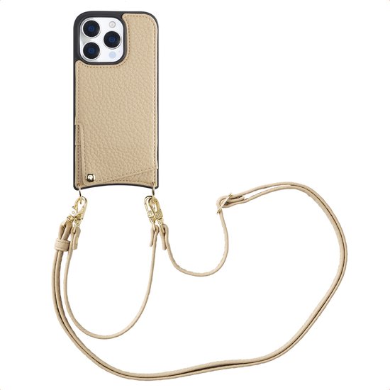 Étui Selencia pour iPhone 16 Pro avec porte-cartes – Coque arrière Selencia Nova avec cordon et porte-cartes – Beige