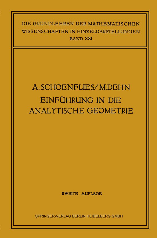 Einführung in Die Analytische Geometrie Der Ebene Und Des Raumes