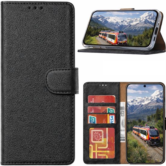 Étui portefeuille compatible avec Samsung Galaxy S26 – Noir – Étui portefeuille avec 3 fentes pour cartes et fermeture magnétique