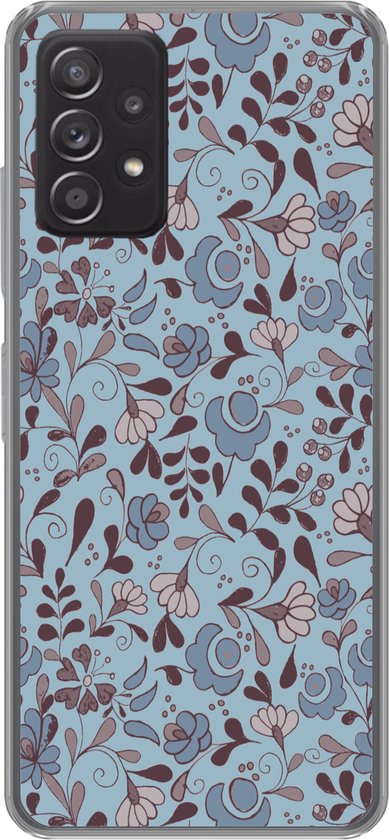 Coque Samsung Galaxy A33 5G – Motif – Bloem – Grijs – Blauw – Siliconen Phone Case –