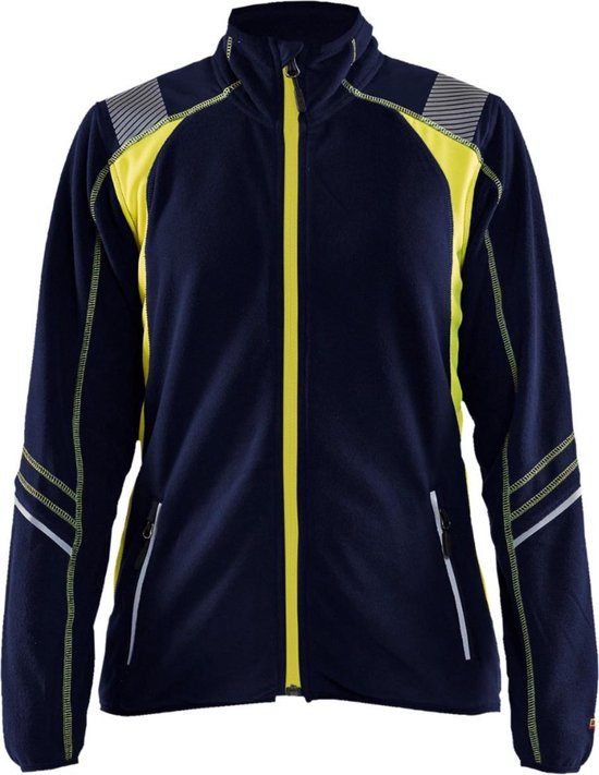 Blaklader Gilet micro polaire pour femmes 4973-1010 – Marine/ Jaune haute visibilité – XL