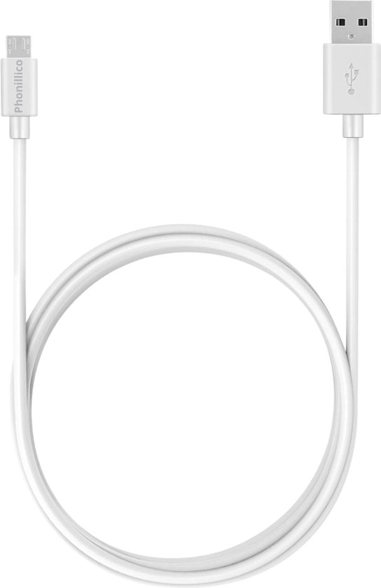 Câble Micro USB vers USB A Blanc – 2 mètres – Câble de charge pour Asus Zenfone MAX ZC550KL / MAX M1 ZB555KL / MAX PLUS M1 ZB570TL / MAX PRO M1 ZB602KL
