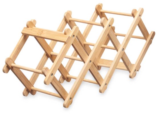 Casier à vin Kinvara – 5 bouteilles – bois de bambou – 15 x 29 x 8 cm – casier à bouteilles – pliable