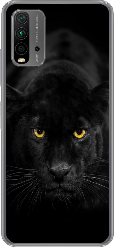 Coque Xiaomi Redmi 9T – Léopard – Yeux – Zwart – Coque de téléphone en Siliconen