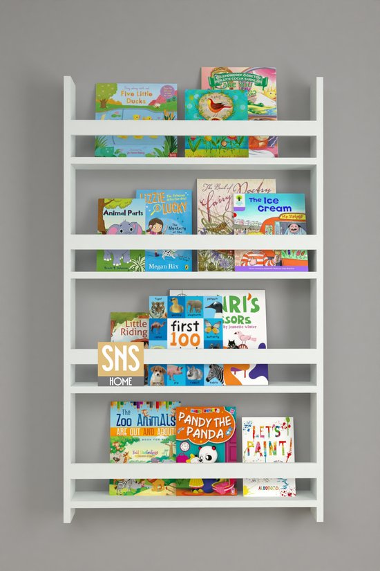 Avec 4 Planches – 120 x 74 Cm – Bibliothèque Montessori – Bibliothèque Pédagogique Enfant – Woor Enfants – Wit