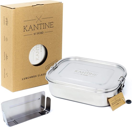 Boîte à lunch Classique XL | Lunch box intermédiaire étanche de 1400 ml avec 2 compartiments grâce à une cloison flexible