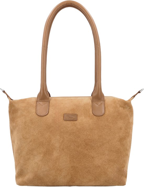 Charm London Buckingham Royale Shopper – Sac à bandoulière – Crossbody – Femme – Cuir – Daim – Sac en cuir pour femme – Camel