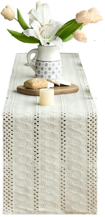 Chemin de table tissé – Chemin de table moderne de printemps de style ferme – Style cottage campagnard – Chemin de table rustique – Convient aux décors de mariage – 30 x 140 cm