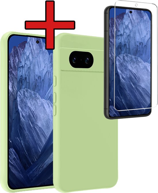 Coque pour Google Pixel 8a Coque en Siliconen avec Protecteur d&rsquo;écran – Coque pour Google Pixel 8a Case Cover Case – Vert