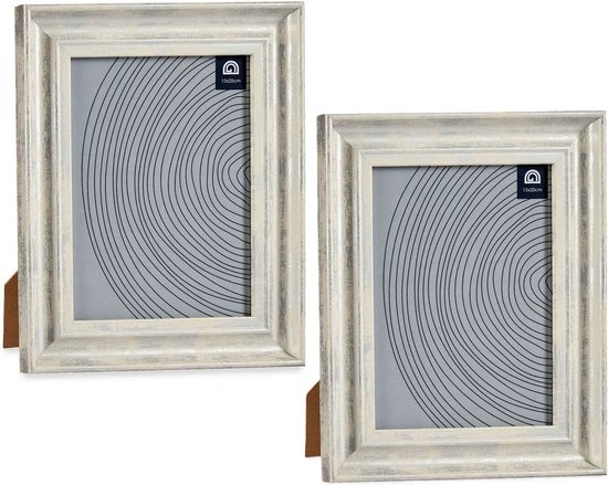 Décor cadeau Cadre photo pour une photo de 15 x 20 cm – 2x – bois clair/argent brillant – cadre 21 x 26 cm