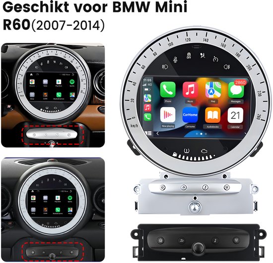 Autoradio Junsun pour BMW Mini R52, R56, R60, Android 13, 2+32 Go, Apple Carplay et Android Auto, GPS, SWC, 4G et Wifi
