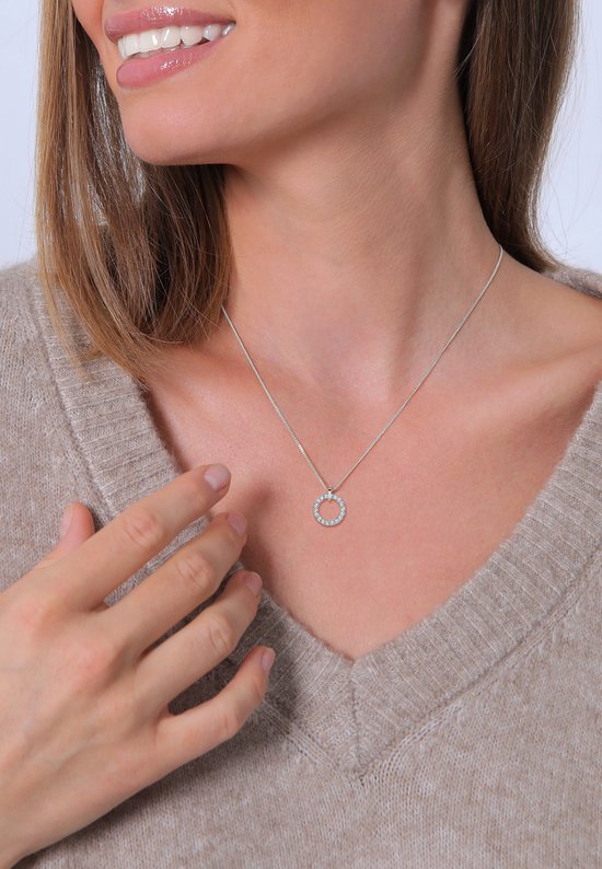 Elli Collier Femme Pendentif Cercle Géo pour Femme avec Cristaux en Argent Sterling 925