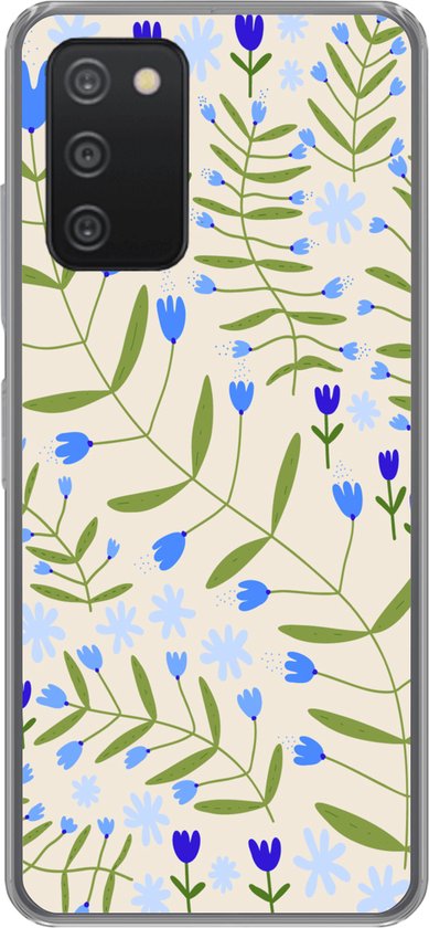 Coque Samsung Galaxy A73 – Bloem – Feuilles – Blauw – Coque de téléphone en Siliconen