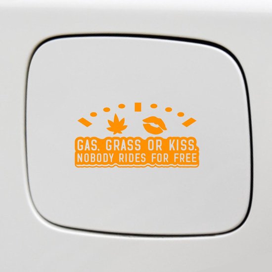 Autocollant pour pare-chocs – Gas Grass Or Kiss Nobody Rides For Fee – 14 x 7 – Oranje