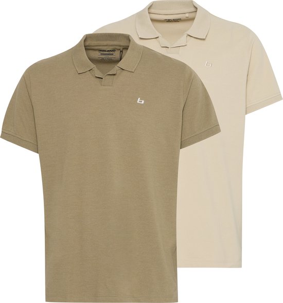 Blend | Hommes | Polo | Lot de 2 | Coupe droite | 100% Coton | Beige – Marron | Taille L