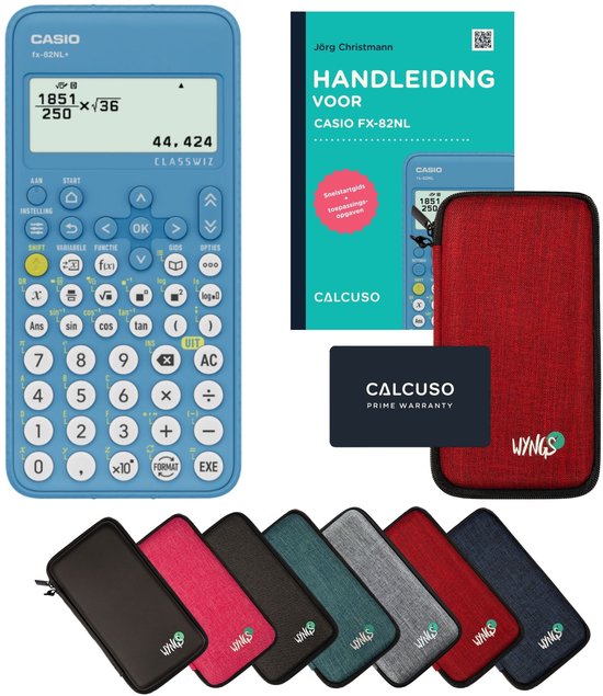Casio fx-82NL+ incl. housse de protection Rouge + Manuel – Calculatrice scientifique – Kit standard