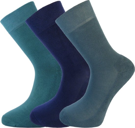 Chaussettes en Bamboe – 3 paires – Blauw – Bleu RAF – Bleu vert – Taille 35-37