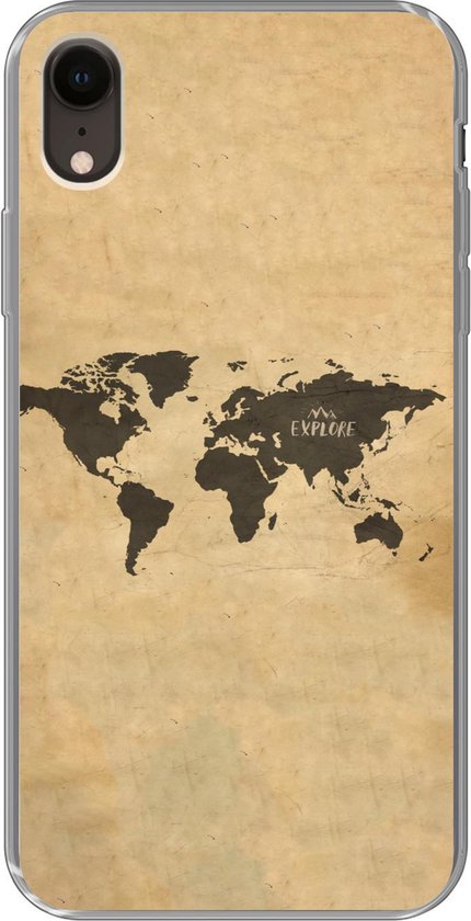 Coque pour iPhone XR – Wereldkaart – Vintage – Explore – Siliconen