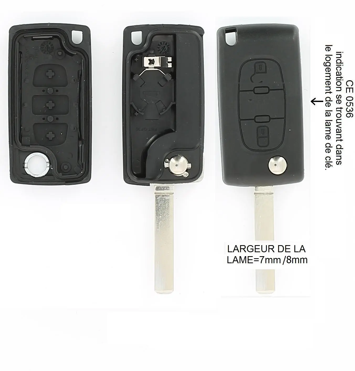 Coque de clé adaptable pour Peugeot 107, Peugeot 207, Peugeot 307, Peugeot 308 KEYSCAR PC3536