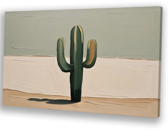 Cactus abstrait au style minimaliste – Tableau cactus – Décoration murale sur toile plant – Minimalisme – Tableaux classiques – Art mural – toile 150×100 cm