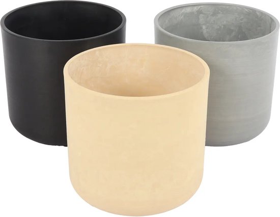 Cache-pot Marbre | Ø32 – Cache-pot rond – 32x30cm – Intérieur & Extérieur – Incassable – Wit