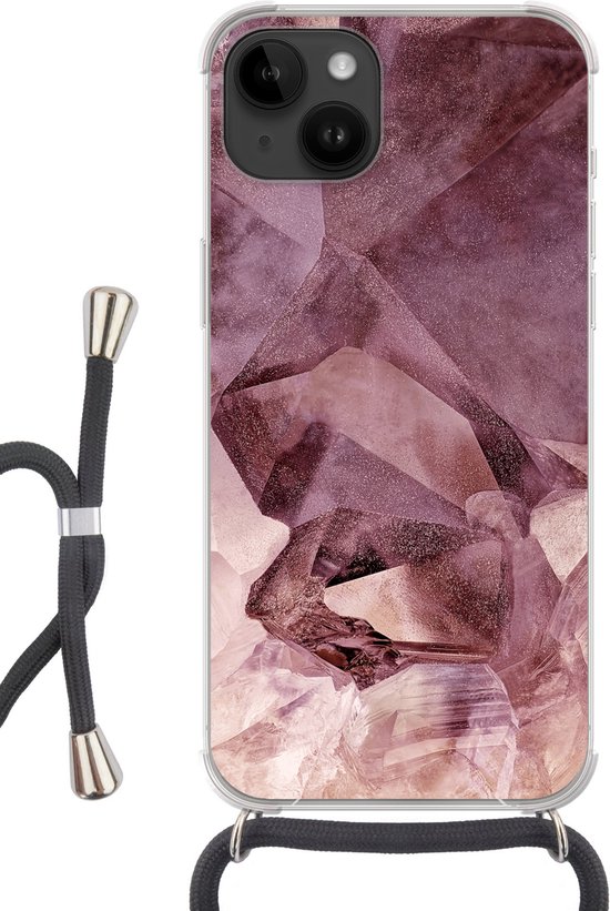 Cordon de téléphone – Chaîne de téléphone – Étui de téléphone Convient pour Apple iPhone 14 – Cristaux – Pierres naturelles – Pierres précieuses et minéraux – Siliconen – Bandoulière – Étui de téléphone avec cordon Étui de téléphone