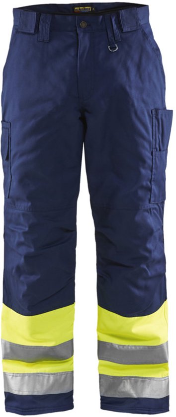 Blåkläder 1862-1811 Pantalon de travail d&rsquo;hiver haute visibilité jaune / bleu marine, taille 156