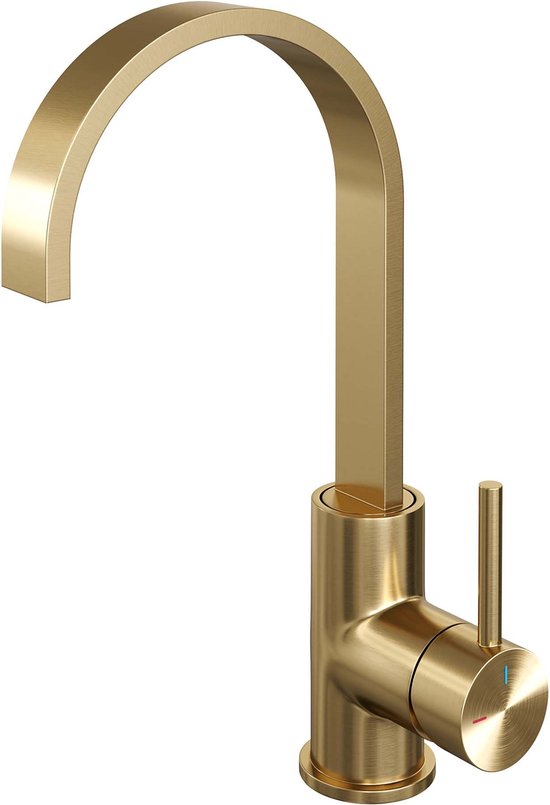 Brauer Gold Edition robinet de lavabo cascade haute – levier 1 – PVD or brossé