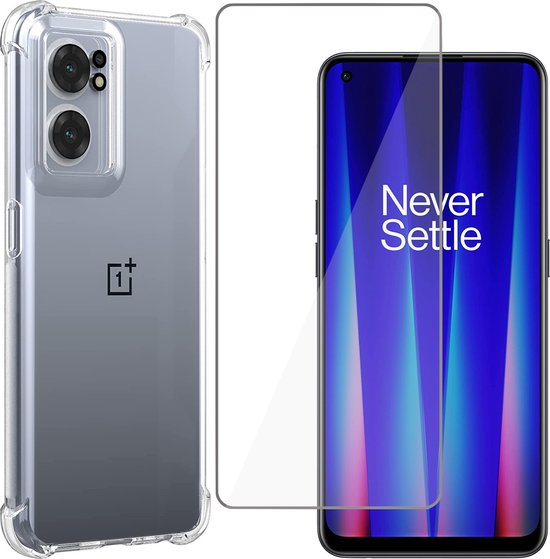 Coque OnePlus Nord CE 2 transparente avec Set de protection d&rsquo;écran – Protecteur d&rsquo;écran en Glas Tempered Glass