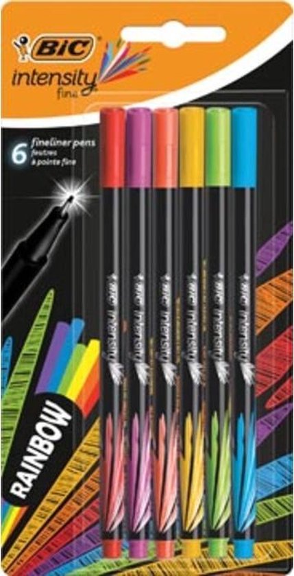 Bic Fineliner Intensity, blister avec 6 pièces de couleurs arc-en-ciel assorties